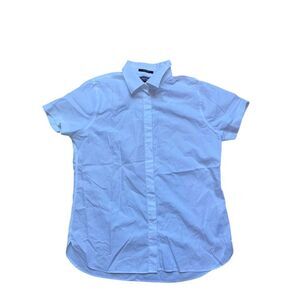 French Toast Girls' Short Sleeve Button-Up Shirt Light Blue Size M